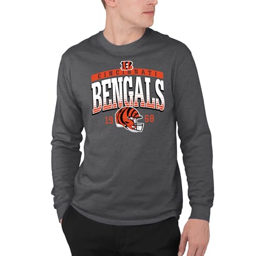 Cincinnati Bengals NFL - Mighty - Officially Licensed Adult Long Sleeve T-Shirt Heather Charcoal