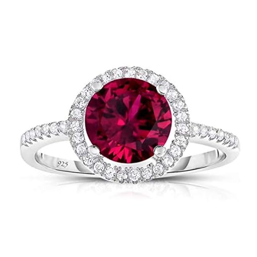 Sterling Silver Created Red Ruby with White CZ Helo Jacket Princess Diana Kate Middleton Engagement Ring (10)