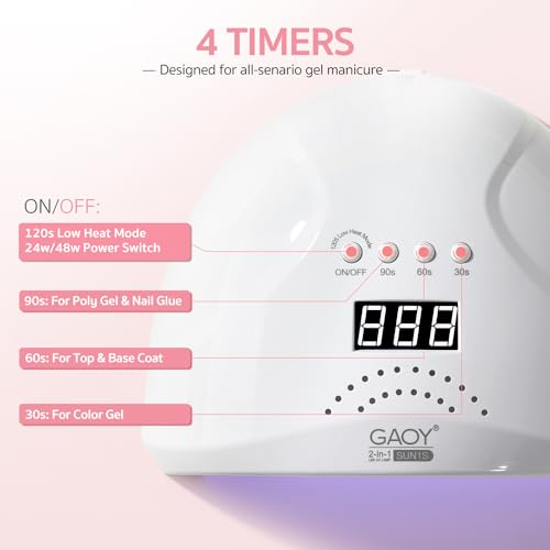 GAOY UV LED Nail Lamp, UV Light with LCD Display, Professional Nail Dryer with Automatic Sensor, 4 Timers and Sensitive Mode - Thumbnail 2