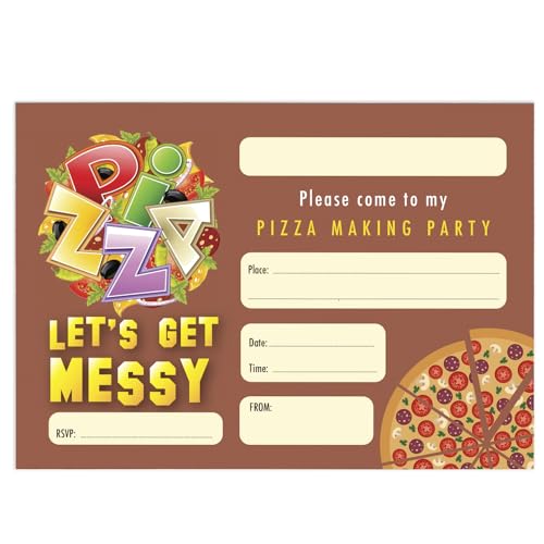 Unique Kids Birthday Party Invitations for Pizza Making - Pack of 18 with Envelopes, A6 Size 15cm x 10.5cm #68