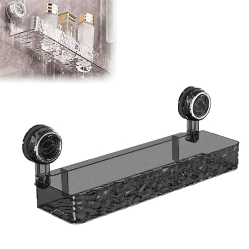 Suction Cup Shower Caddy Shelf - No-Drill Movable Storage Holder for Bathroom Kitchen - Wall-Mounted Shower Organizer Accessory