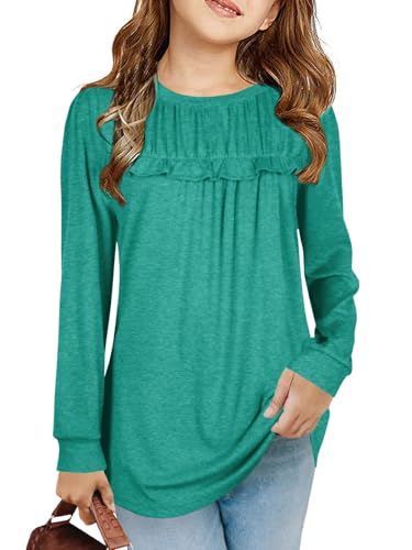 Image of Haloumoning Girls Crew Neck T Shirts Peplum Babydoll Tops Tees 4-15 Years | Girls T-Shirts, Casual Loose Tunic Tops, Cute Ruffle T Shirts, Short Sleeve Shirts, Long Sleeve Blouse