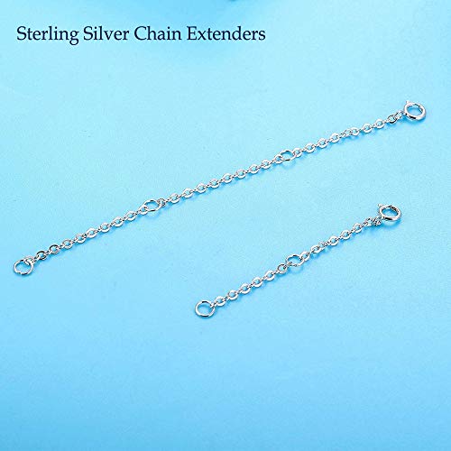 2 Pack Sterling Silver Necklace Extenders Bracelet Extenders Chain Set Adjustable Length 2" 4" #TOP4