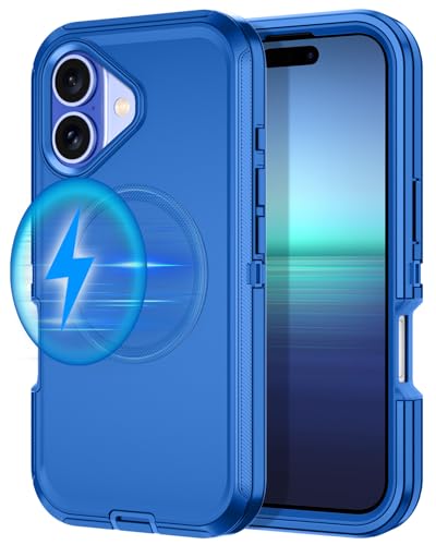 I-HONVA iPhone 16�p �P�[�X [MagSafe�Ή�] �ϏՌ�3�w�t���{�f�B�ی� [�X�N���[���v���e�N�^�[�Ȃ�] Apple iPhone 16 6.1�C���`�p���őϋv���̍����J�o�[�P�[�X�A�V�[�u���[