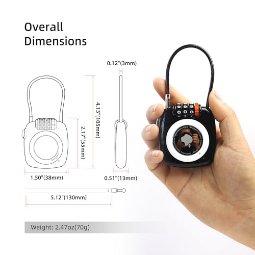 UP Security AirTag Holder for Luggage Lock, Compatible with Apple AirTag Case, Combination Lock Air Tag Holder for Kids, Car, Suitcase, Backpack Anti-Theft Travel Tracking, GPS Tracker Case, 2 Pack by UP Security - Used condition - Image 2