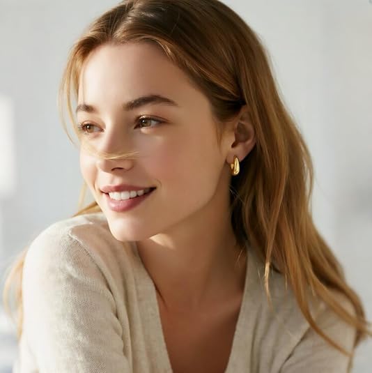 Gold Hoop Earrings for Women 14K Gold Earrings for Women Hypoallergenic Lightweight Gold Hoop Earrings Earring Women’s Jewelry Gifts for Womens Mom Her