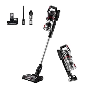 Image of EUREKA Lightweight Cordless Vacuum Cleaner with LED Headlights, 450W Powerful BLDC Motor Convenient Stick and Handheld Vac, Removable Battery for Multi-Flooring Deep Clean, Altitude pro, Red
