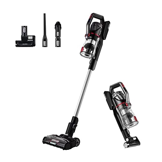 EUREKA Lightweight Cordless Vacuum Cleaner with LED Headlights, 450W Powerful BLDC Motor Convenient Stick and Handheld Vac, Removable Battery for Multi-Flooring, Altitude pro, Red
