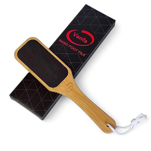 Vanfa Callus Remover for feet Foot Scrubber Pedicure Tools for feet Bamboo Handle Nano Glass Foot File Callus Remover #79025