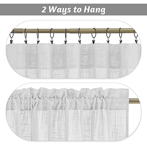 Ryb Home Half Window Swag Curtains, Linen Texture Wave Fabric Semi Sheer Valance For Light Filtering Country Curtains Privacy Room Decor, 36 X 63 Inches Long, 2 Panels, Dove Grey #TOP5