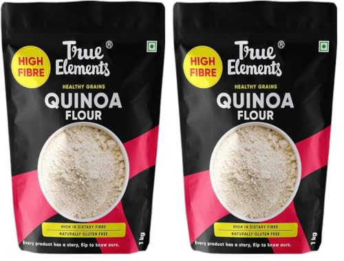 Image of True Elements Quinoa Flour 1kg - Quinoa Atta | Gluten Free | Rich in Dietary Fibre | Protein Rich - Soft Rotis | Improves Gut Health | Protein & Vitamins | No Preservatives (Pack of 2)