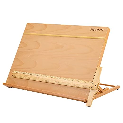 MEEDEN A2 Tablero de Dibujo y Dibujo para Artistas de Estudio Grande, Tablero de Dibujo de Madera de Haya Maciza Ajustable y portátil para Estudiantes, Principiantes y Artistas, 65x48.3cm