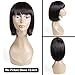 Short Bob Hair Wigs with Flat Bangs for Women, 100% Human Hair Glueless None Lace Straight Bob Wig, Color 1B Black Machine Made Wigs (10