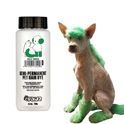 OPAWZ Semi-Permanent Dog Hair Dye, Food-Grade Pigment Dog Dye, Non-Toxic Pet Hair Dye for Dogs, Cats and All Pets Can be Bathed (Kelly Green)