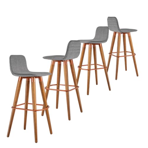 Kit 4 Banquetas Linea Altas para Bancada balcão de cozinha cobre tecido Cinza