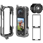 LCLALAY-Metal-Frame-Cage-Screen-Protector-for-Insta360-X4-Aluminum-Case-with-Tempered-Glass-Screen-Protector-Silicone-Lens-Guard-Cap-Anti-Scratch-Housing-Shell-Cover-for-Insta-360-X4-Accessories