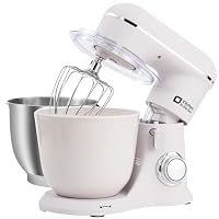 Kitchen in the box Küchenmaschine, 4,5 L & 5 L Knetmaschine, 10+P Geschwindigkeits Teigmaschine mit Knethaken, Rührhaken und Schneebesen, 1300 W, Weiß – Ansicht 1