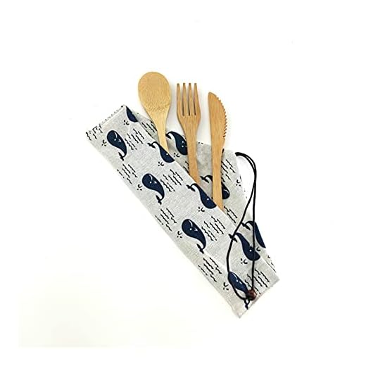 Xa906 3pcs / Ställ bambu knivar sked gaffel reser köksredskap dinnerware noll avfall bestick med bärbart fall Porslinsbestick (Color : 1250-O-1)