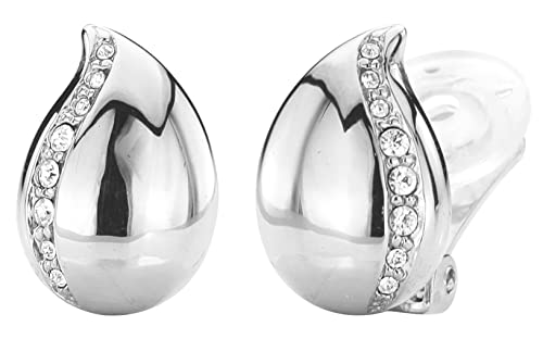 Traveller Pendientes de clip – Flor – Cristales Preciosa – Varios Colores, Titanio