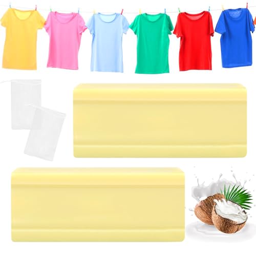 Plagufas 2PCS Laundry Soap Bar, Underwear Cleaning Soap with 2 Bubble Mesh Bags, Powerful Stain Remover Grand Canal Soap Natural Bar Removing Oil Odors and Stains Free of Hurting Hands