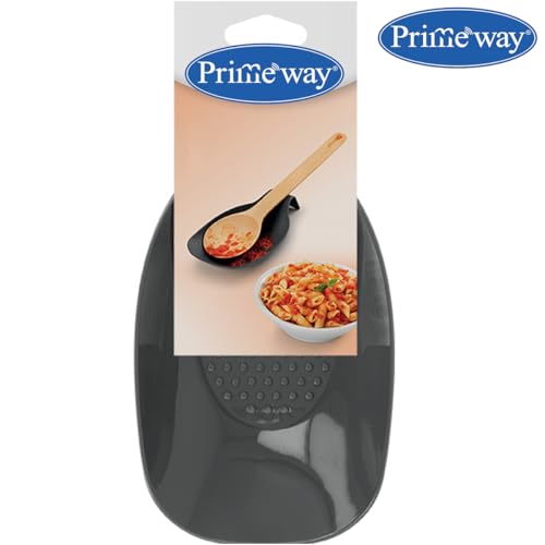 Image of Primeway PP Spoon Rest for Home & Kitchen | Platform and Dining Table | Holding Messy Spoon While Cooking | Ladle Spatula Cooking Tools Holder for Kitchen Counter | Large | Grey