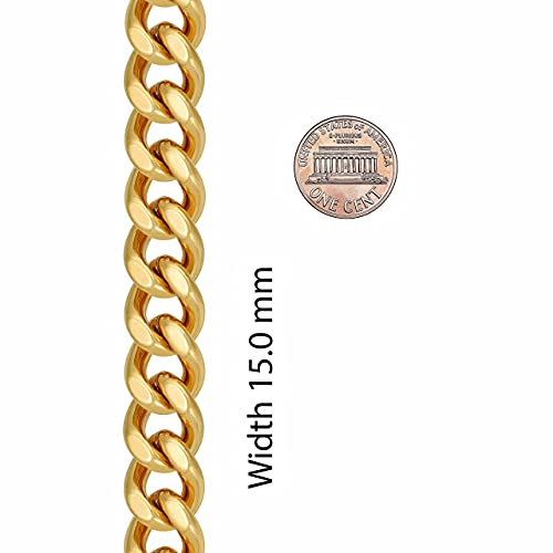 LIFETIME JEWELRY 15mm Miami Curb Cuban Link Chain Bracelet 24k Real Gold Plated3