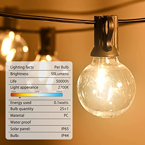 Venusop Solar String Lights Outdoor Waterproof With 4 Lighting Modes, 27Ft G40 Solar Powered Outdoor String Lights, Globe Lights With 30+1 Shatterproof Led Bulbs, Decorative Lights And Patio Lights #TOP3