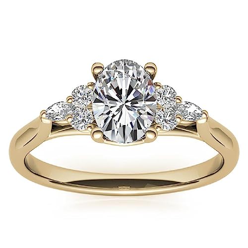 10K Solid Yellow Gold Handmade Engagement Ring, 2.00 CT Oval Cut Moissanite Solitaire Ring Diamond Wedding Ring for Women/Her, Anniversary Precious Gift, VVS1 Colorless