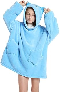 RXLLDOLY Oversized Blanket Hoodie Kids Cute Sherpa Fleece Wearable Hoodie Blanket with Pocket Soft Plush Fluffy Giant Hoody Comfortable Hooded Sweatshirt for Girls Boys Children Teens