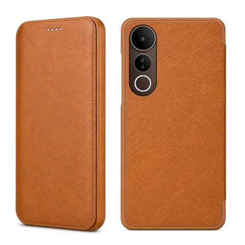 Image of WHITBULL Business Style Horizontal Magnetic Flip Leather Case for vivo V70 FE 5G (Brown)