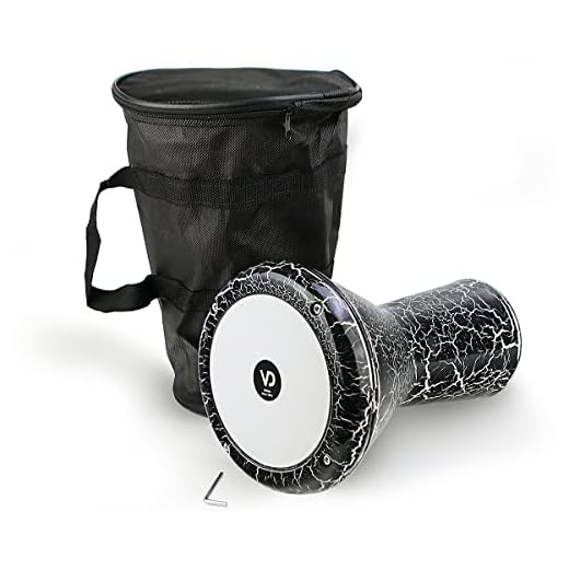 VD Vatan Tambor de percusión darbuka infantil oriental fundición de aluminio efecto lacado agrietado negro/blanco, 2040-S-B