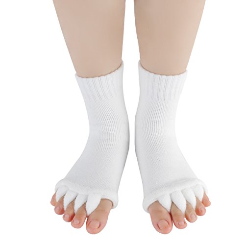Foot Alignment Socks Massage Toeless Toe Separator For Women Girls US Size 4.5-10 White