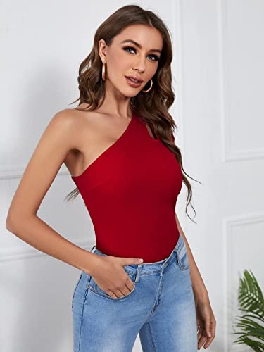 Image of Rare One Shoulder Cut-Out Puff Sleeve Top Maroon