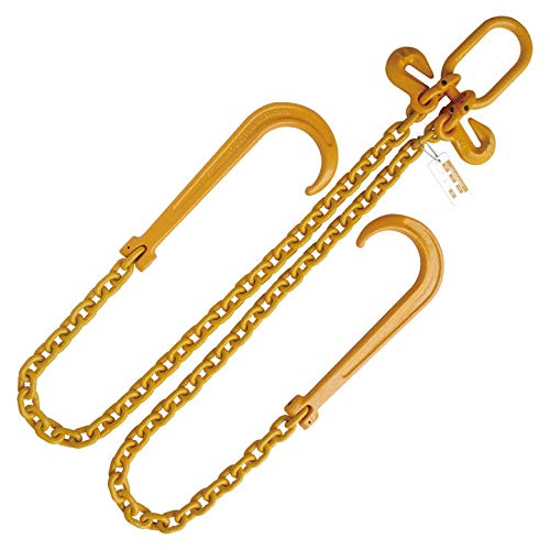 3/8"x6' Grade 80 V Bridle J Grab Hook Tow Rollback Wrecker Chain WLL 12300 LBS