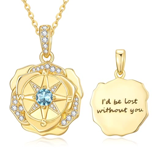 JIYVY32 14K �S�[���h �R���p�X �l�b�N���X �����p I'd be be lost without you �y���_���g�l�b�N���X �o�����^�C���f�[ ��̓� ���� �� �� �ޏ��ւ̃M�t�g, �x�[�X�B, �L���[�r�b�N�W���R�j�A