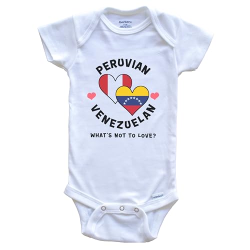 Peruvian Venezuelan What's Not to Love Heart Flags Baby Bodysuit