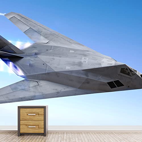 Wall26 Removable Wall Sticker/Wall Mural Air Force Lockheed F-117 Nighthawk Airplane Aircraft Photography Realism Decorative Landscape Vehicle Army Sky For Living Room, Bedroom, Office -66"X96" #TOP2