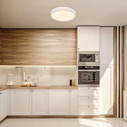 12W Led Bathroom Ceiling Light (Waterproof), Aluminum 3000K Warm White. Surface Mounted Led Ceiling Light Fittings for Kitchen, Living Room, Hallway. Flush Ceiling Lighting (AC 110-265V)