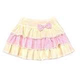 Cute Clad Women Kawaii Y2k Lolita Mini Skirt Sweet Harajuku Bow Tie Multi-Layer Ruffles Pleated Skirts (Yellow,Medium)