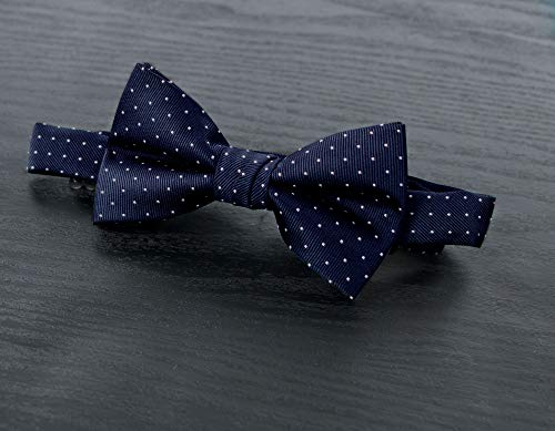Spring Notion Boy's Dotted Woven Bow Tie Navy Large #TOP1