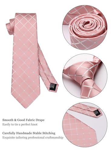 Image of Striped Plaid Polka Dot Mens Tie Formal Necktie Pocket Squares Ties Clips Cufflinks Classic for Men Set