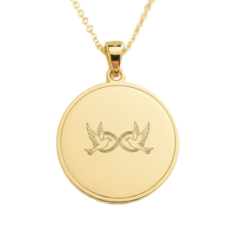 Collier Infinity Love Birds argent 925 plaqué or avec chaîne 45,7 cm mixte