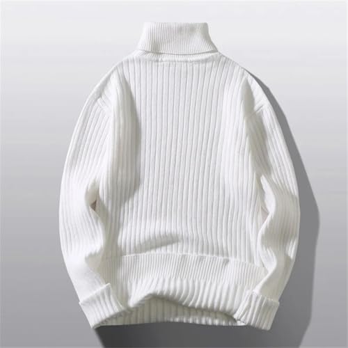 Men's Ribbed Design Warm Sweater High Neck Solid Color Casual Slim Fit Base Pullover Sweater2