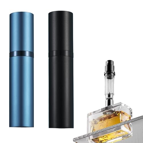 2unidades Aluminio 5ml Atomizador Perfume,Spray de Perfume Portátil,Atomizador Perfumes Recargable,Mini Dispensador de Perfumes,para Viajes,Apto para Hombres Mujeres(Negro/Azul)