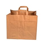 250 Papiertragetaschen Papiertüten Einkaufstüten Papier Bio braun 80g/m² stark 32+17x27cm mit Flachhenkel