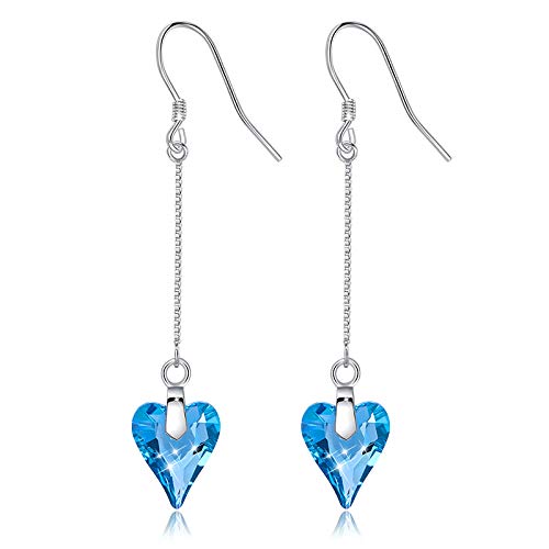 Pendientes de plata 925 antialérgicos con cristales de corazón para orejas sensibles