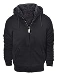Sweatshirts for Men Zipper Hoodie, Fleece Lining Sweater Jacket Black Large