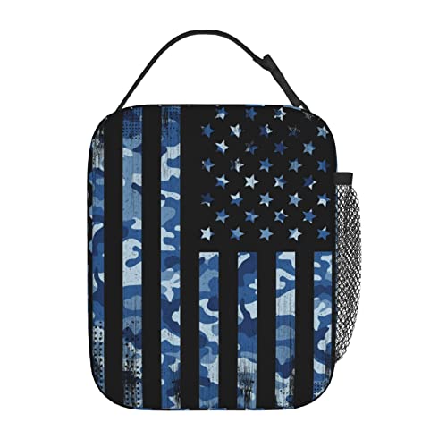 Navy Camouflage American Flag Lunch Bag For Women Men Insulated Lunch Box For Kids Adult Reusable Lunch Tote Bag Cooler Thermal Meal For School Work Picnic Or Travel #TOP2