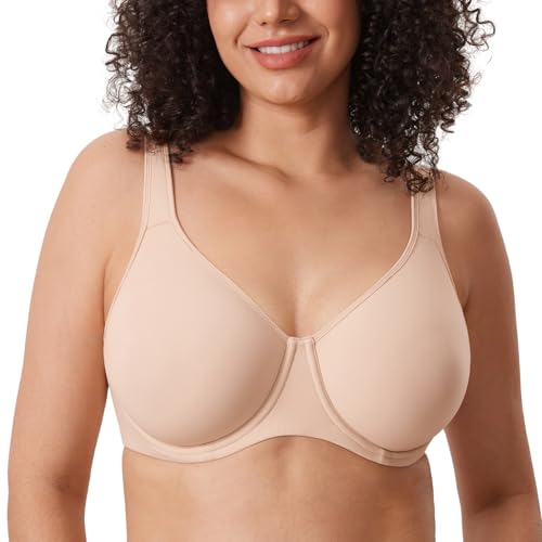 DELIMIRA Women's Inbarely Plus Full Coverage Bra Plus Size Underwire Unlined Seamless Bras