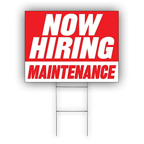 Now Hiring Maintenance Job Advertising Car Mechanic Vehicle Maintenance Engine Oil A-C Rrepair Indoor Outdoor Coroplast Yard Sign H-Stake 12x18 Single Sided